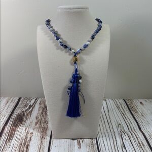 Sodalite Gemstone Bead Handmade Beaded Mala Necklace